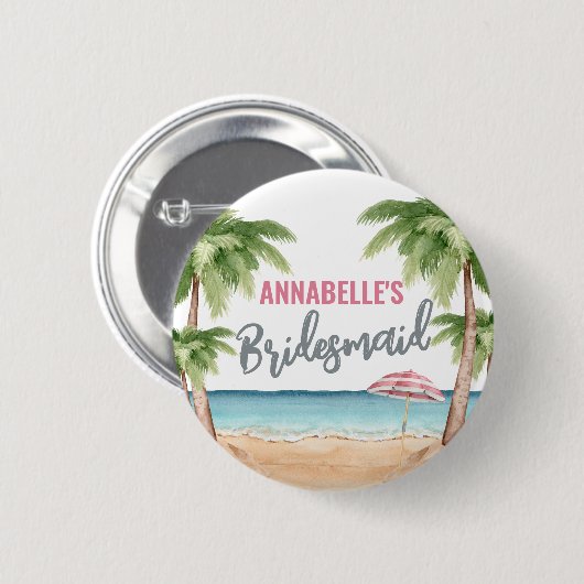 Niedlich Beach Junggeselinnen-Abschied Bridesmaid Button (Vorne & Hinten)
