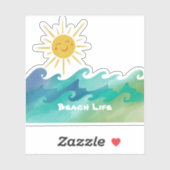 Niedlich Beach Life Sun und Waves Vinyl Cut Sticke Aufkleber (Blatt)