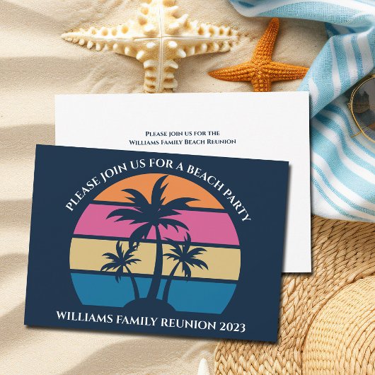 Niedlich Beach Palm Tree Tropical Family Wiederseh Einladung