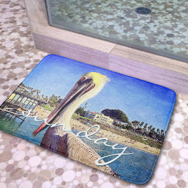 Niedlich Beach Pelican Bird Foto Badematte