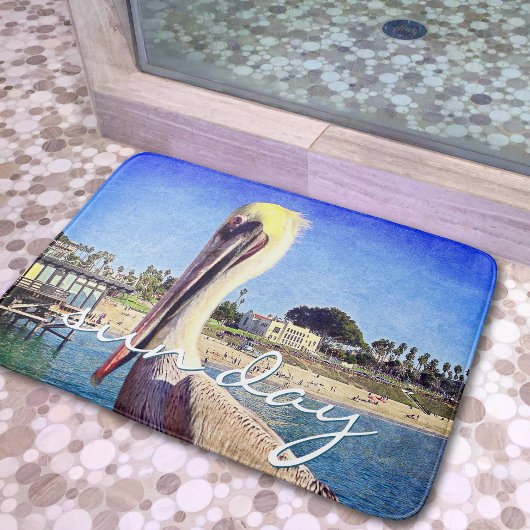 Niedlich Beach Pelican Bird Foto Badematte