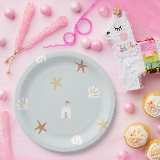 Niedlich Beach Seashell Sandcastle Starfish Pappteller (Party)