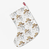 Niedlich Beach Snowman Weihnachten Gold Glitzer Großer Weihnachtsstrumpf (Rückseite (Hängend))