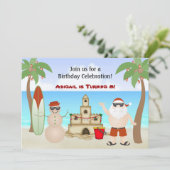 Niedlich Beach Weihnachtsfeiertag Geburtstag Einla Einladung (Stehend Vorderseite)
