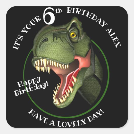 Niedlich Beängstigender Dinosaurier Quadratischer Aufkleber (Vorderseite)