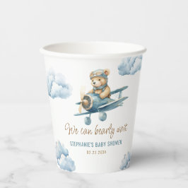 Niedlich Bear Airplane Blue Boy Baby Dusche Pappbecher