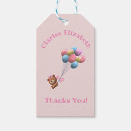 Niedlich Bear and Balloons Babydusche Vielen Dank Geschenkanhänger