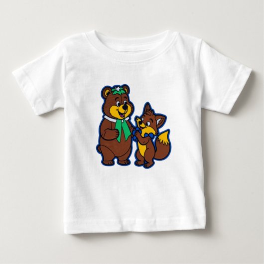 Niedlich Bear and Fox Cartoon Friends T - Shirt (Vorderseite)