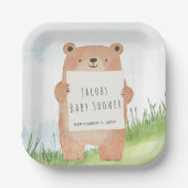 Niedlich Bear Baby Dusche rustikale Wälder Pappteller (Vorderseite)