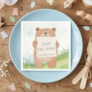 Niedlich Bear Baby Dusche rustikale Wälder Serviette