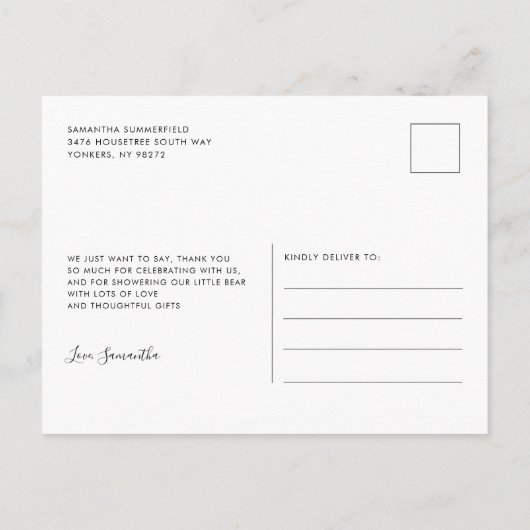 Niedlich Bear Baby Dusche Vielen Dank Einladungspostkarte (Rückseite)