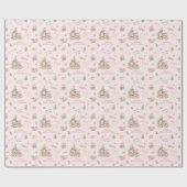 Niedlich Bear Baby Girl Pink Name Weihnachten Geschenkpapier (Flach)