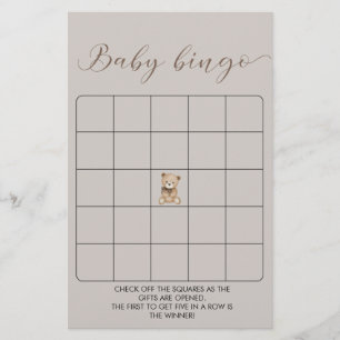 Niedlich Bear Baby Shooter Bingo Game