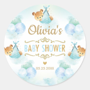 Niedlich Bear Baby Shower Boy Vielen Dank für Ihr Runder Aufkleber