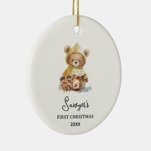 Niedlich Bear Baby's First Christmas Keramik Ornament (Rechts)