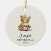 Niedlich Bear Baby's First Christmas Keramik Ornament (Vorne)