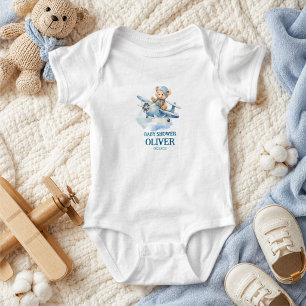Niedlich Bear Blue Flugzeug Time Fliegt 1. Geburts Baby Strampler