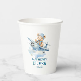 Niedlich Bear Blue Flugzeug Time Fliegt 1. Geburts Pappbecher