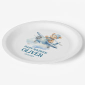 Niedlich Bear Blue Flugzeug Time Fliegt 1. Geburts Pappteller (Schrägansicht)