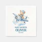 Niedlich Bear Blue Flugzeug Time Fliegt 1. Geburts Serviette (Vorderseite)