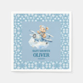 Niedlich Bear Blue Flugzeug Time Fliegt 1. Geburts Serviette (Vorderseite)