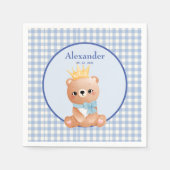 Niedlich Bear Blue Gingham Serviette (Vorderseite)