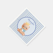 Niedlich Bear Blue Gingham Serviette (Ecke)