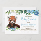 Niedlich Bear Blue Greenery Boy Baby Shower Foto Einladung (Vorderseite)