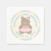 Niedlich Bear Cub Ballerina Baby First Birthday Pa Serviette (Vorderseite)