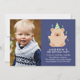 Niedlich Bear Custom Foto Geburtstagsparty Einladung