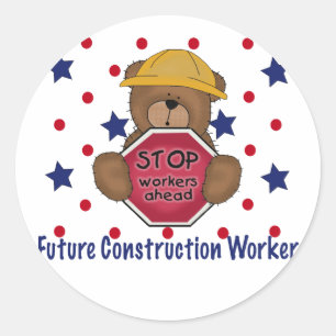 Niedlich Bear Future Construction Worker Runder Aufkleber