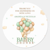 Niedlich Bear Green Balloons Babydusche Danke Runder Aufkleber (Vorderseite)