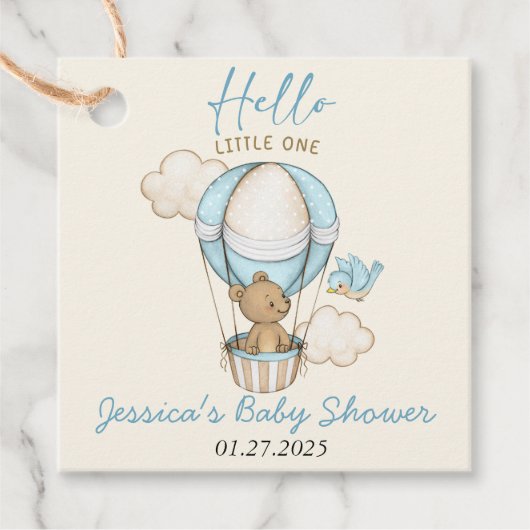 Niedlich Bear Hello Little One Baby Dusche Geschenkanhänger (Vorderseite)
