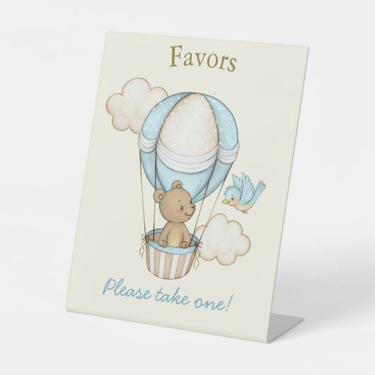 Niedlich Bear Hello Little One Baby Shower Favorit Sockelschild (Vorderseite)