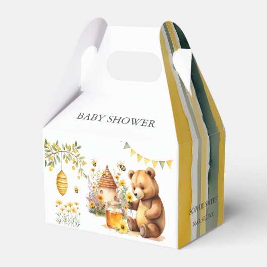 Niedlich Bear Honey Bee Hive Baby Dusche Geschenkschachtel (Vorderseite)