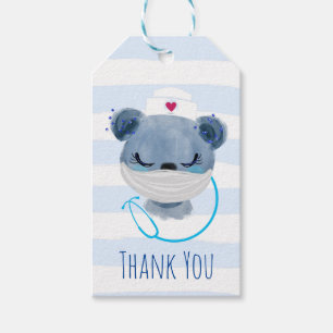 Niedlich Bear Nurse trägt eine Maske Vielen Dank Geschenkanhänger