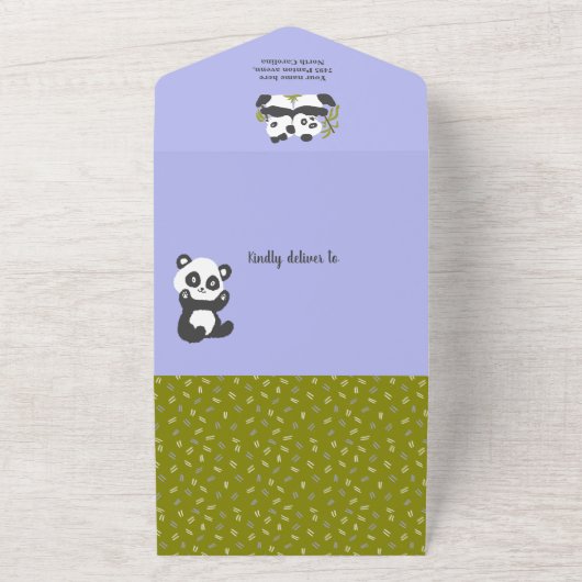 Niedlich Bear Pandas Party Boy Birthday All In One Einladung (Außenbereich)