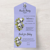 Niedlich Bear Pandas Party Boy Birthday All In One Einladung (Innen Boden)