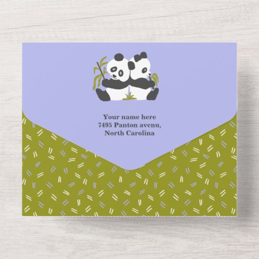 Niedlich Bear Pandas Party Boy Birthday All In One Einladung (Rückseite)