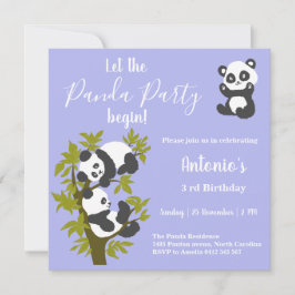 Niedlich Bear Pandas Party Boy Birthday Einladung
