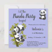 Niedlich Bear Pandas Party Boy Birthday Einladung (Vorderseite)