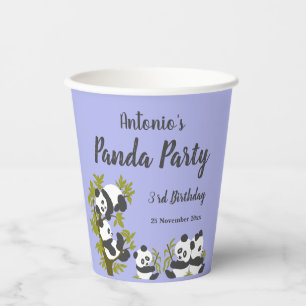 Niedlich Bear Pandas Party Boy Birthday Green Pappbecher