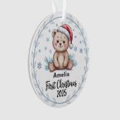 Niedlich Bear Personalisiert Baby's First Christma Ornament (Vorderseite)