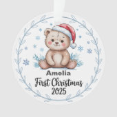 Niedlich Bear Personalisiert Baby's First Christma Ornament (Vorderseite)