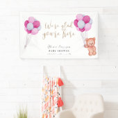 Niedlich Bear Pink Balloon Babydusche Begrüßungsze Banner (Insitu)
