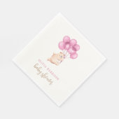 Niedlich Bear Pink Balloon Babydusche Serviette (Ecke)