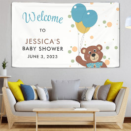 Niedlich Bear Theme Baby Boy Blue Dusche Willkomme Banner