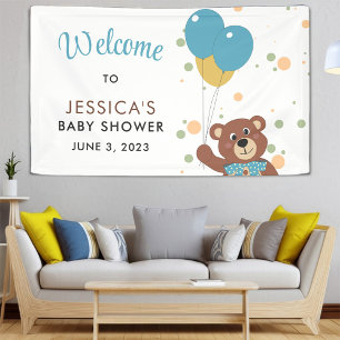 Niedlich Bear Theme Baby Boy Blue Dusche Willkomme Banner