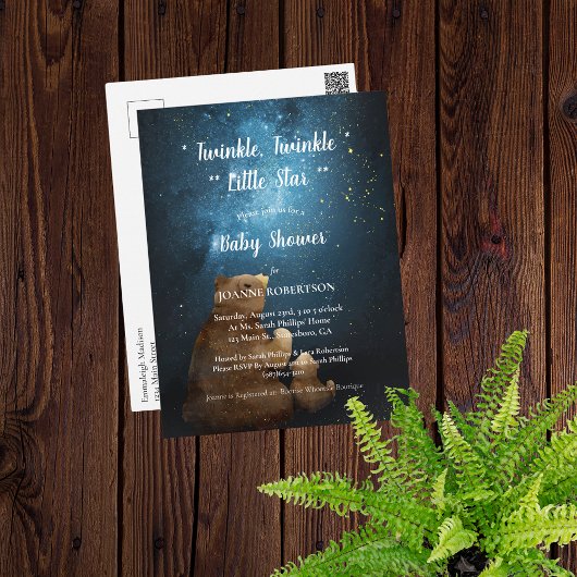 Niedlich Bear Twinkle Twinkle Little Star Baby Dus Postkarte