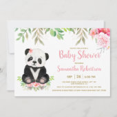 Niedlich Bear Wasserfarbe Rosa Blütendusche Einladung (Vorderseite)